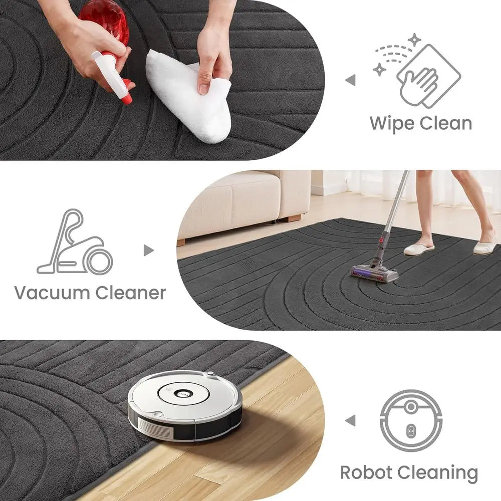 Kilim Style Anti-Slip Polyester Area Rug Machine Washable Indoor Carpet
