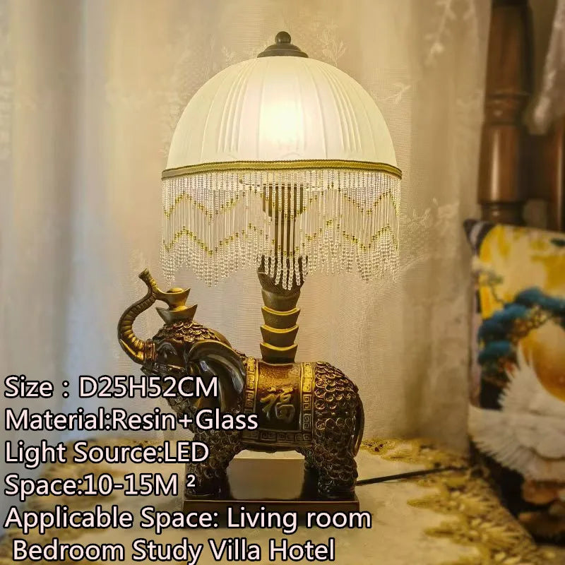 American Retro Peacock Table Lamp LED Contemporary Decor