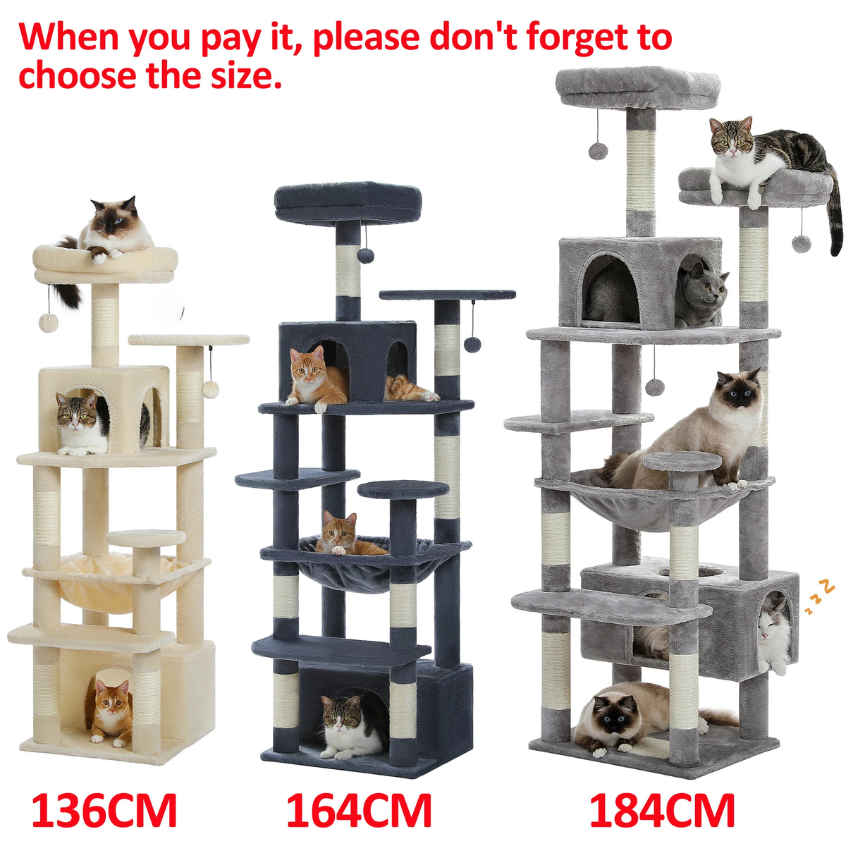PAWZ Road Cat Tree Tower With Sisal Posts And Hammock