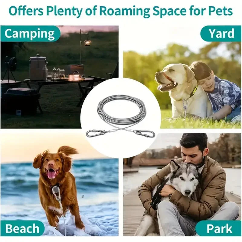 Stainless Steel Double Headed Dog Tie Out Cable Leash