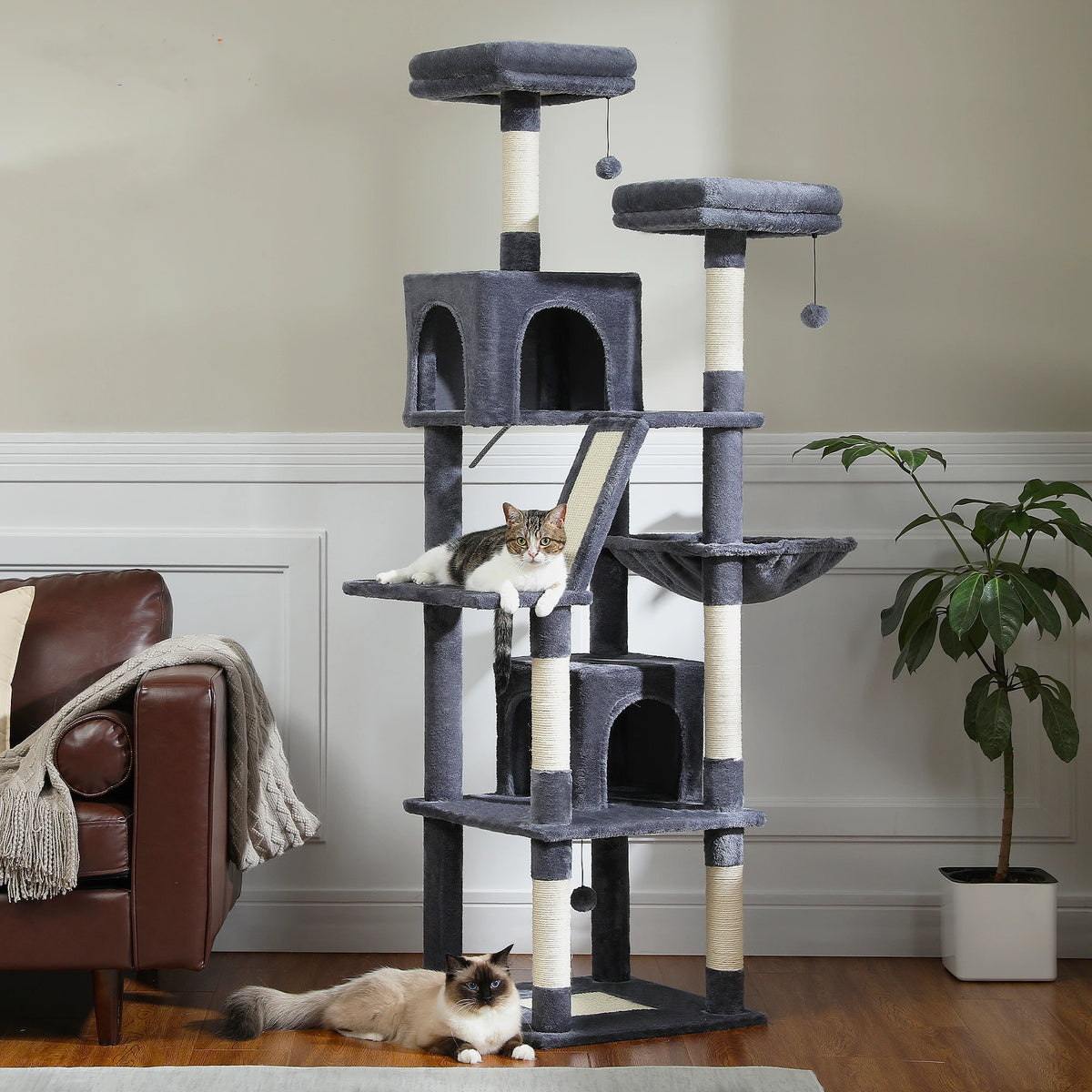 PAWZ Road Multilevel Cat Tower With Plush Condo Scratching Posts