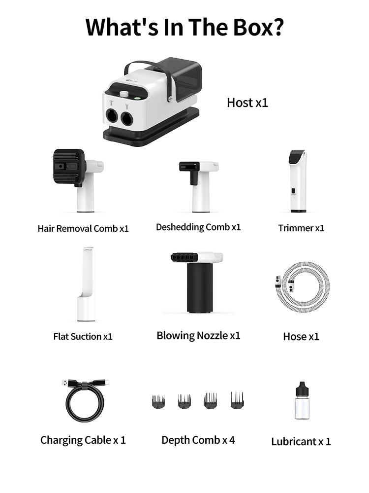 P1 3-In-1 Pet Grooming Vacuum Hair Dryer Trimmer Powerful Suction