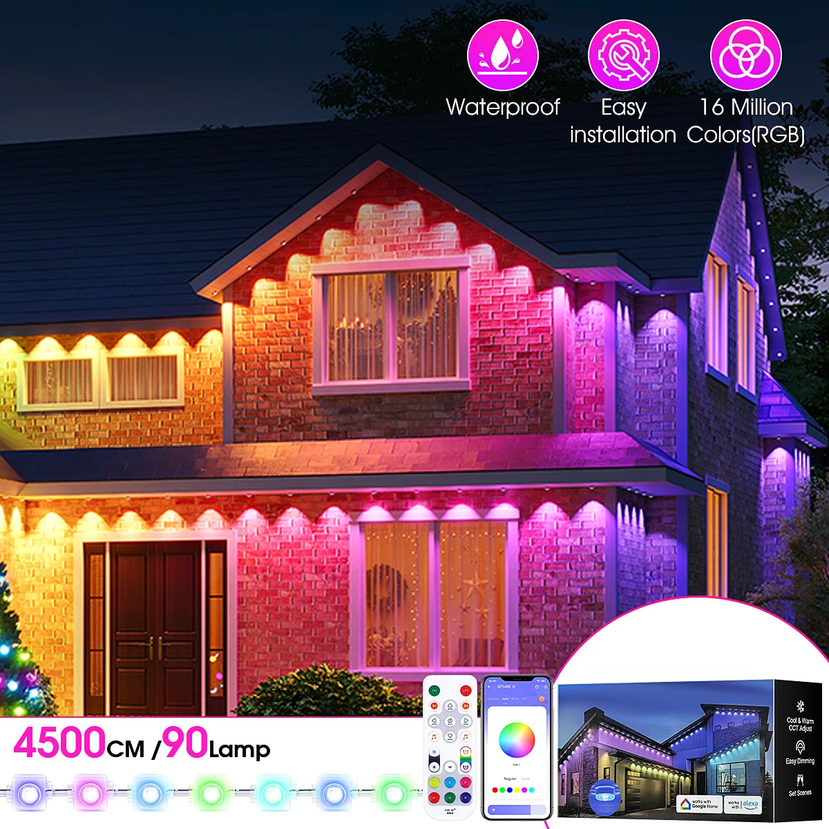 Aiopp RGBIC Outdoor LED Lights Waterproof IP67 100 Scene Modes