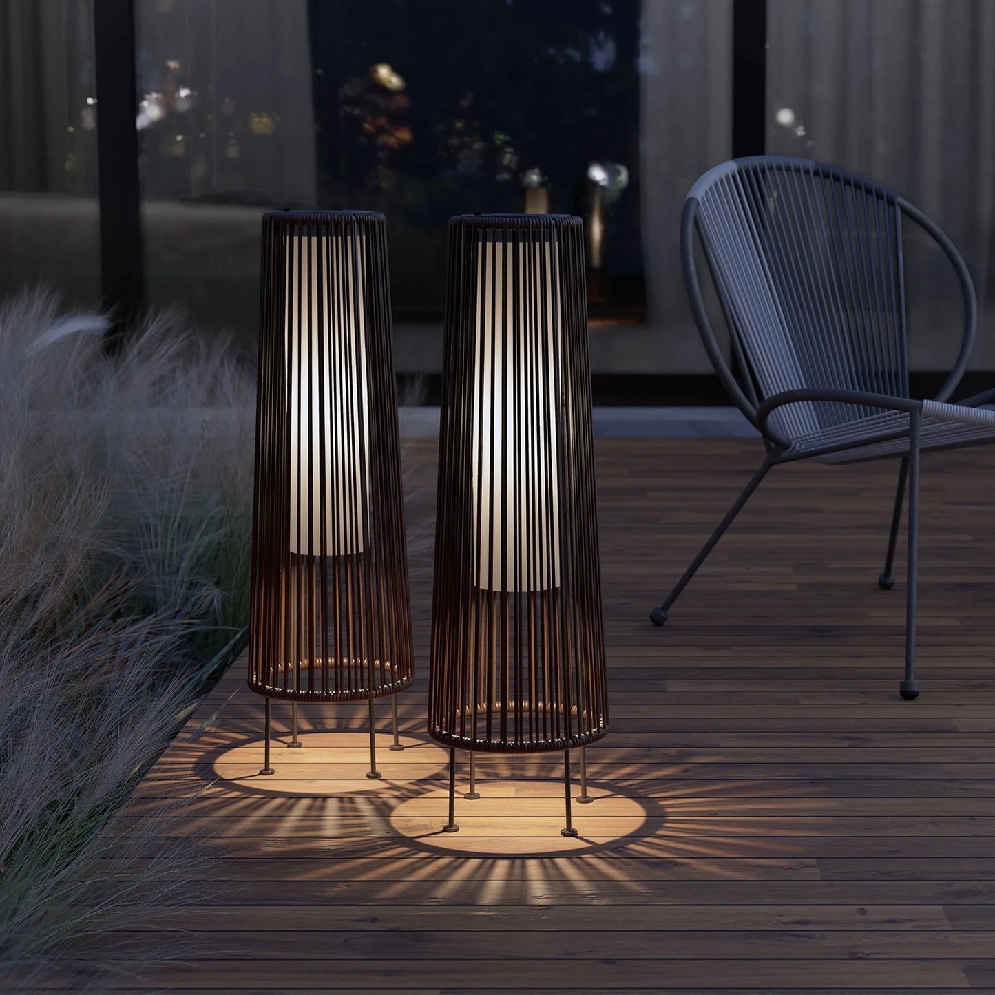 Grand Patio Wicker Solar Floor Lamp Outdoor Deck and Garden Light