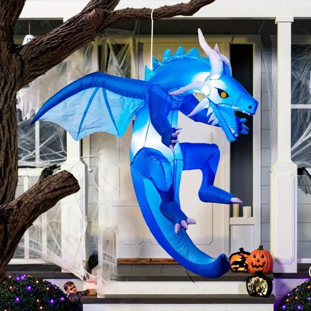 Halloween Ice Dragon Inflatable With LEDs For Outdoor Yard Decor