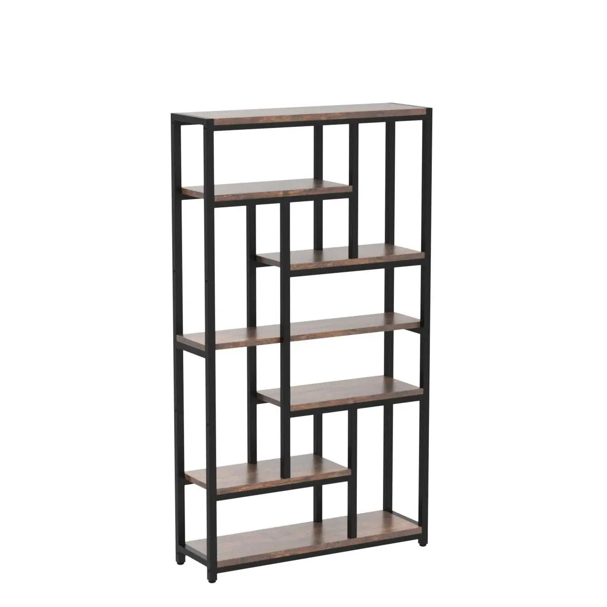 Industrial 7 Tier Bookcase With Open Storage For Home Office