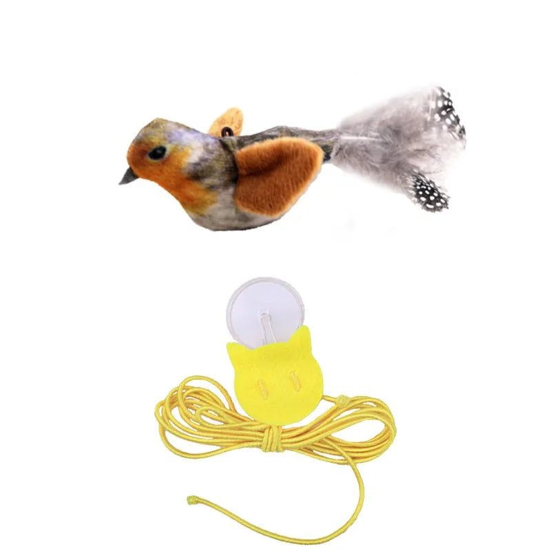 Wall Hanging Sound Sensing Bird Plush Catnip Toy For Kittens Interactive Teaser