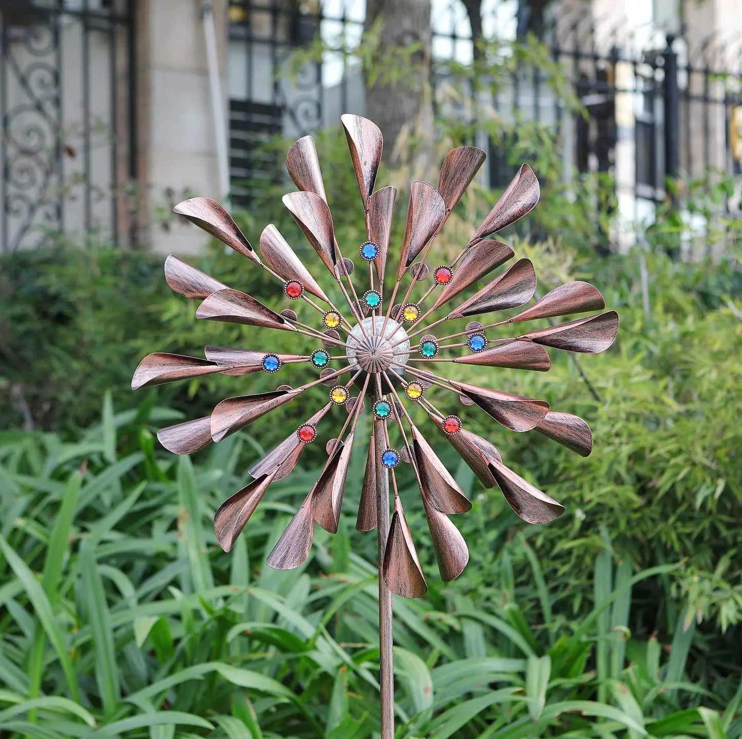 Solar-Powered Kinetic Wind Spinner With LED Lights