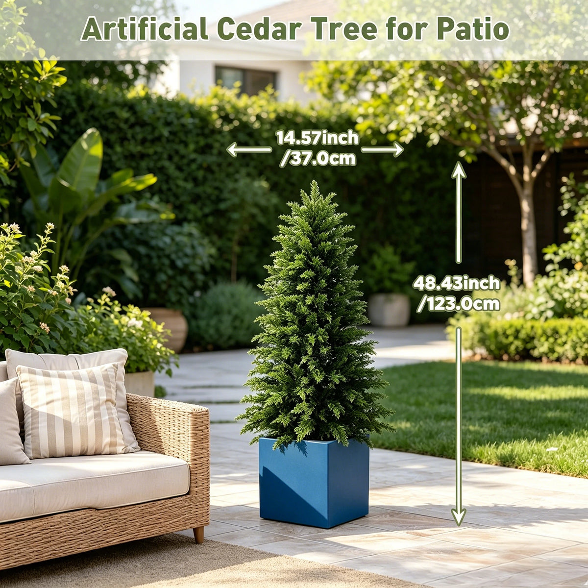 Artificial Cedar Topiary Tree UV Resistant Indoor Outdoor Decor