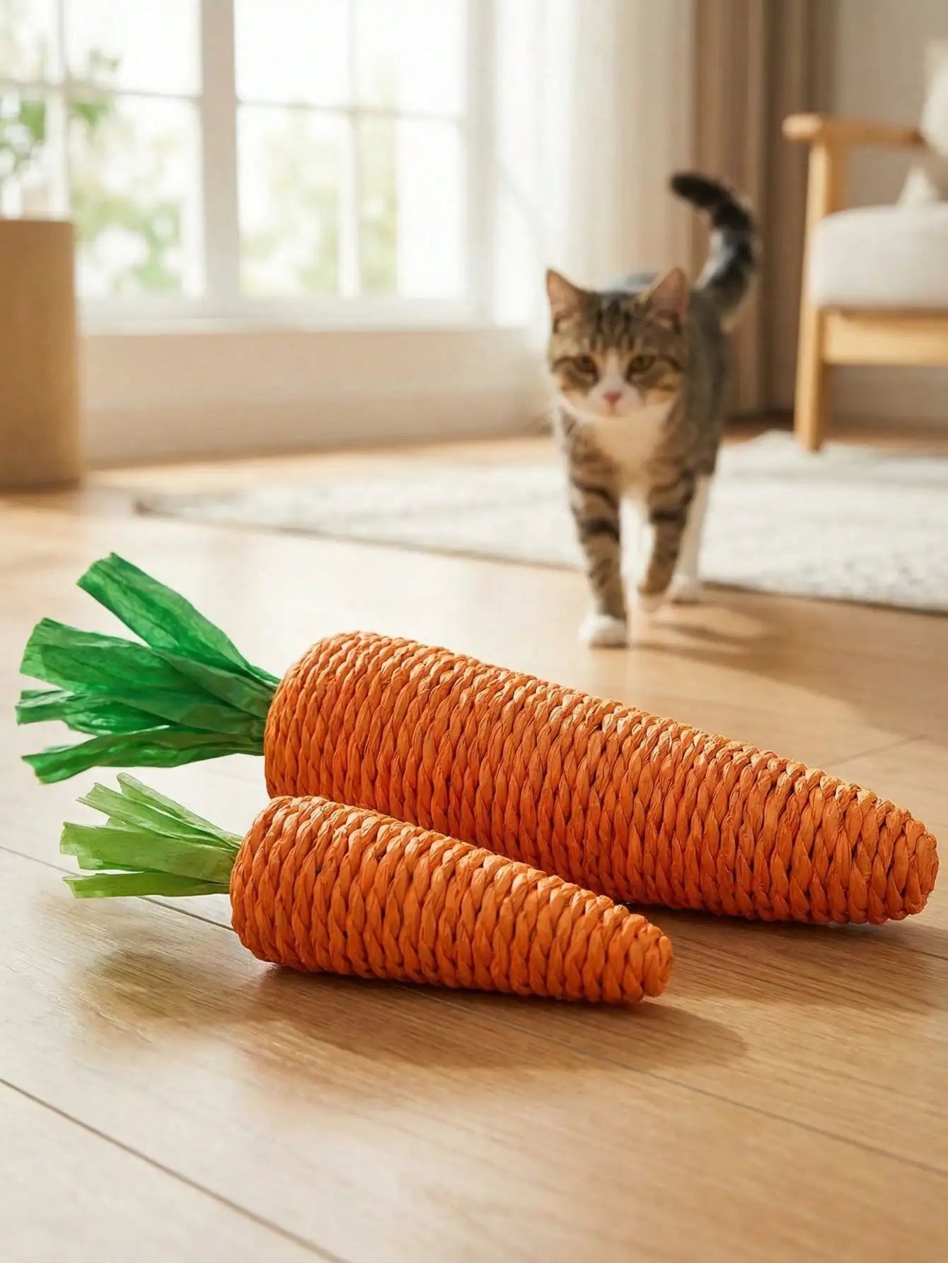 Carrot Shaped Interactive Cat Toy With Sisal Rope Entertains Cats