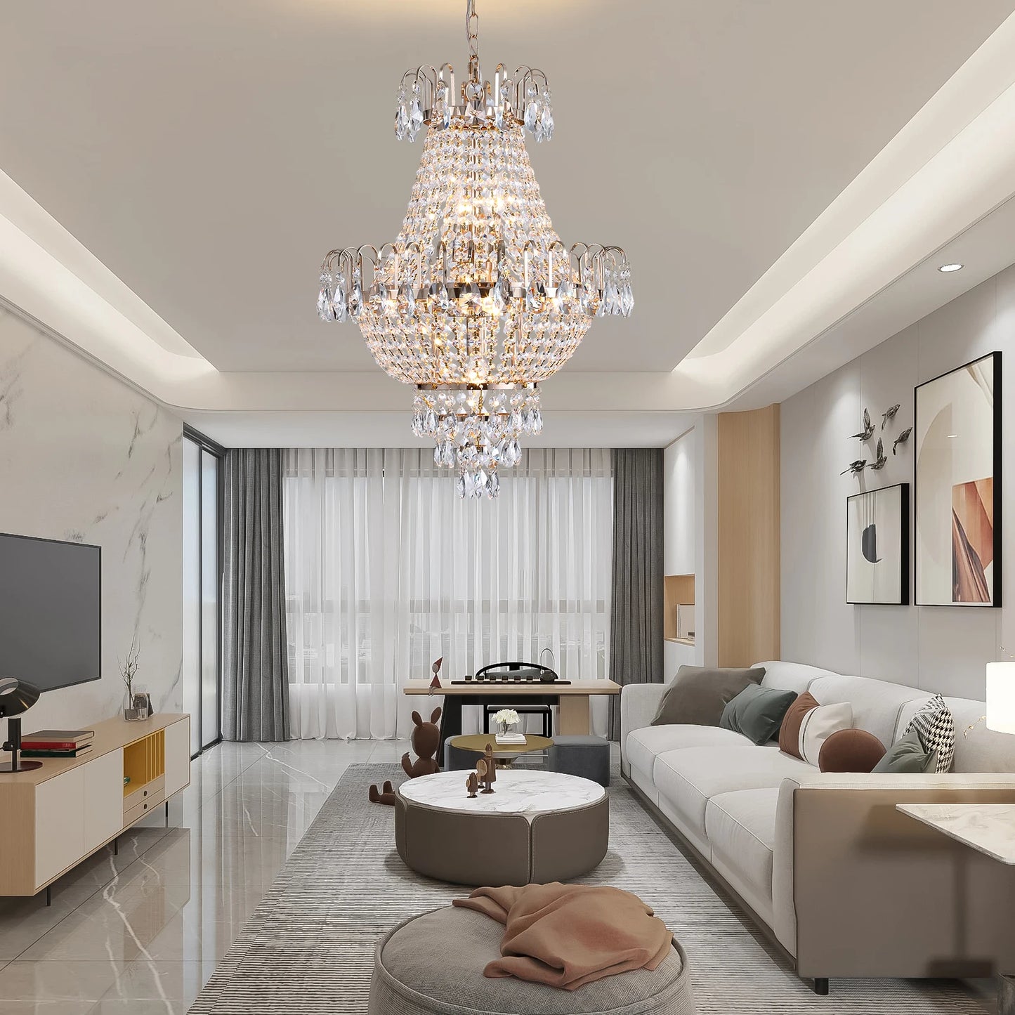 ARLGSITE European Crystal Chandelier 7 Light For Living Room