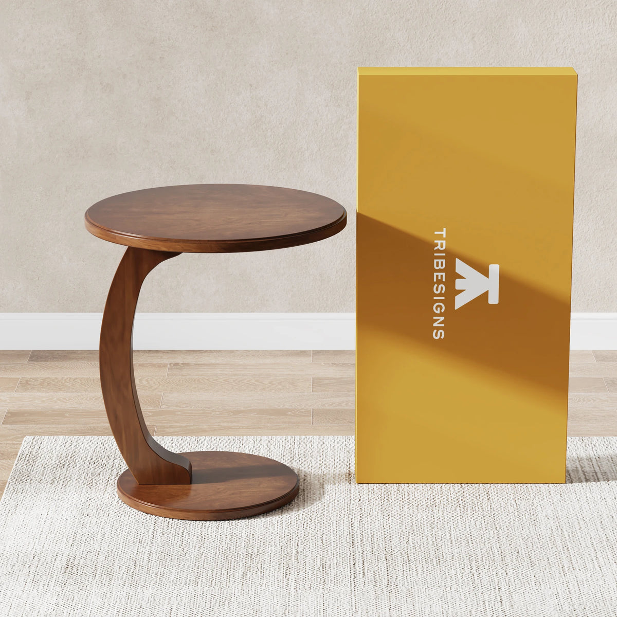 Tribesigns Round C Shaped End Table Modern Living Room Furniture
