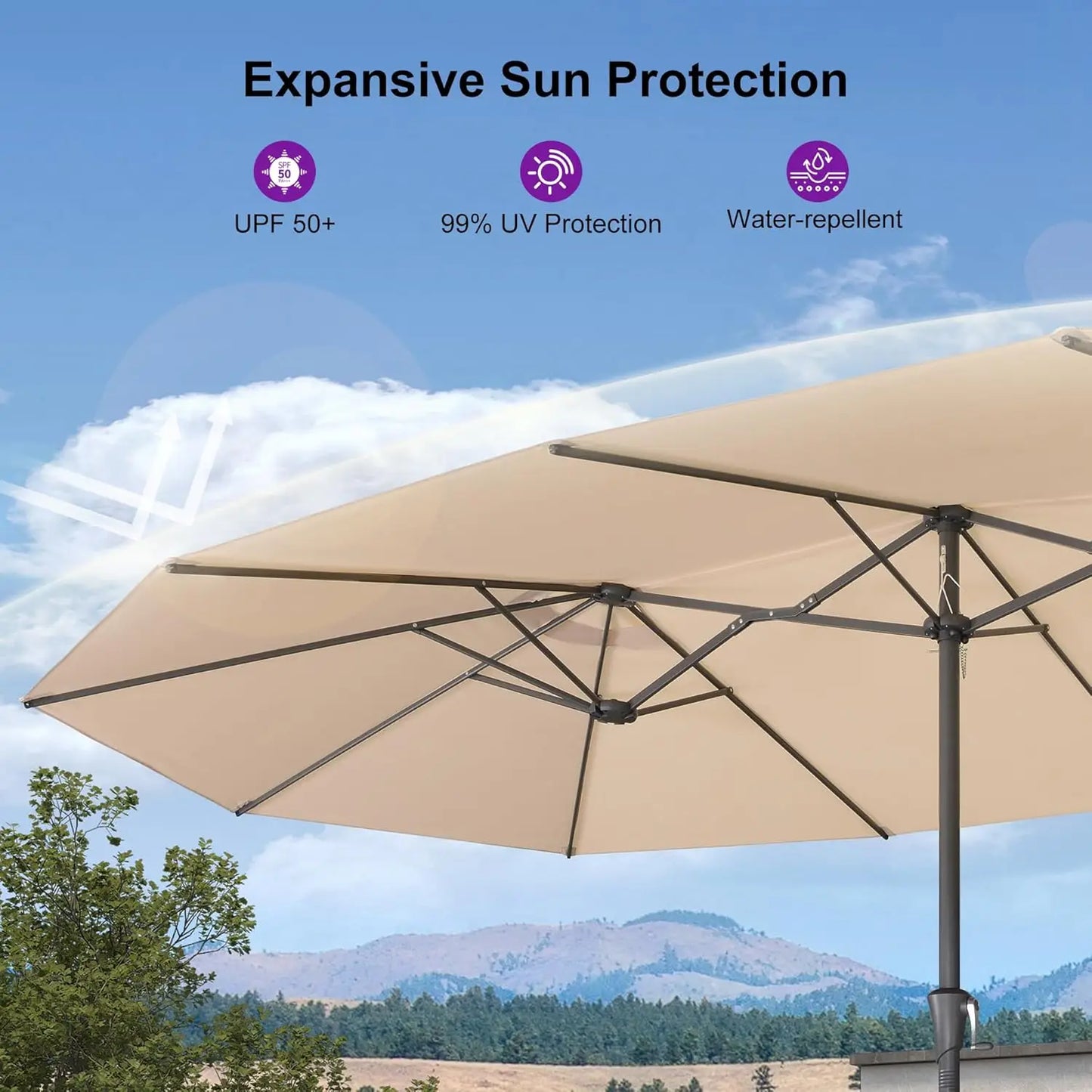 Rectangle Market Umbrella With Crank And Base Included