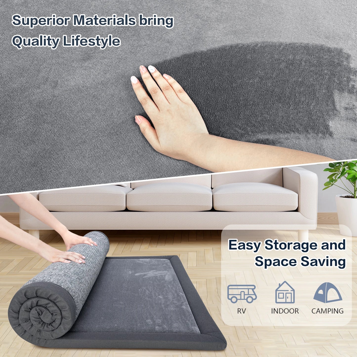 Huloo Sleep Memory Foam Carpet For Floor With Non Slip Backing