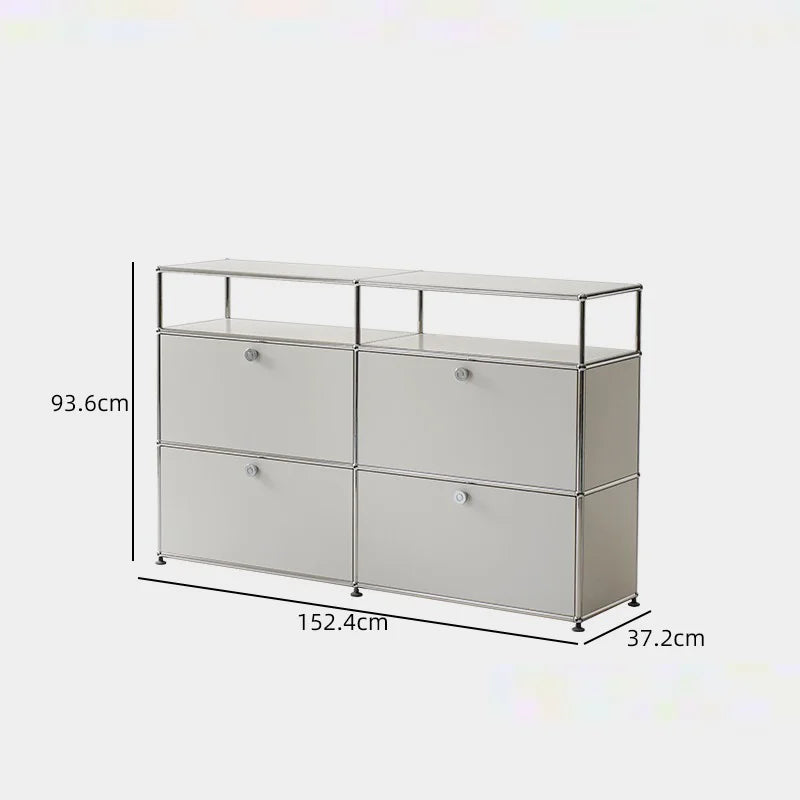 Bigcityfur Modern Metal TV Stand Storage Cabinet For Living Room