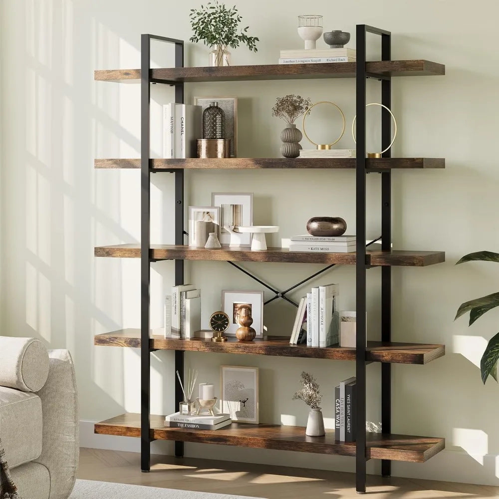 XIUWO Heavy Duty Five Tier Industrial Bookcase For Home Office