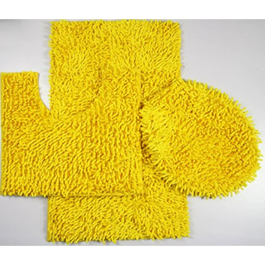 Three-Piece Ultra-Soft Chenille Microfiber Bath Mats Set