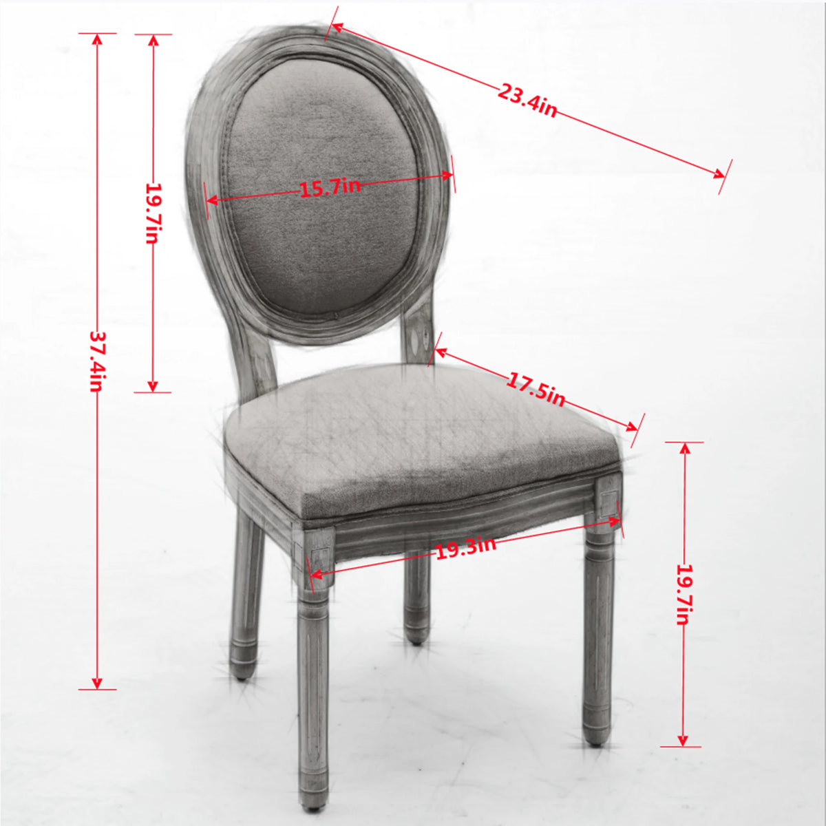 OAKCIA French Style Solid Wood Linen Back Dining Chair Set