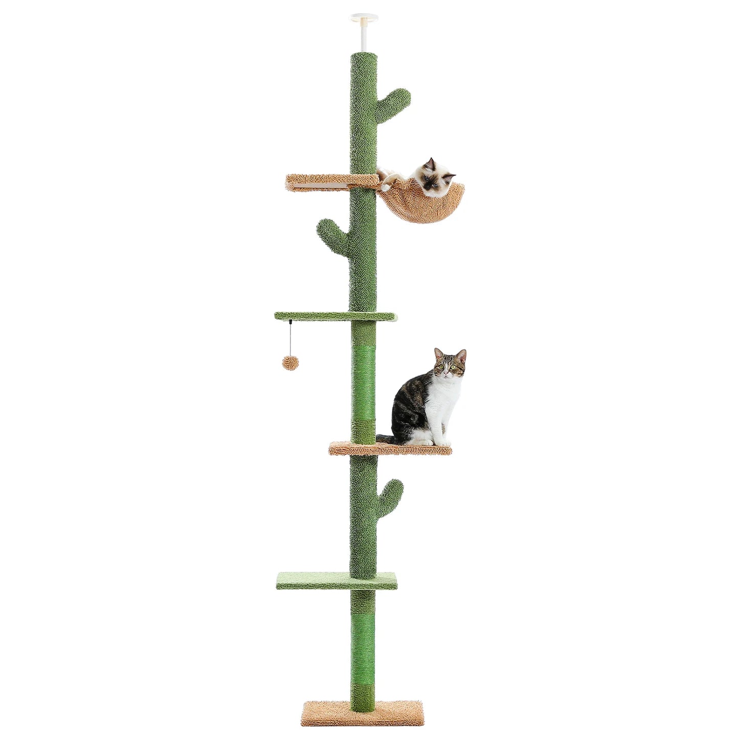 PAWZ Road 5-Tier Floor-To-Ceiling Cat Tree Cactus Climbing Tower Hammock