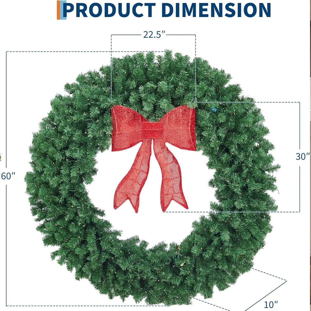 Studyset Pre Lit Christmas Wreath With Bow Indoor Outdoor Decor