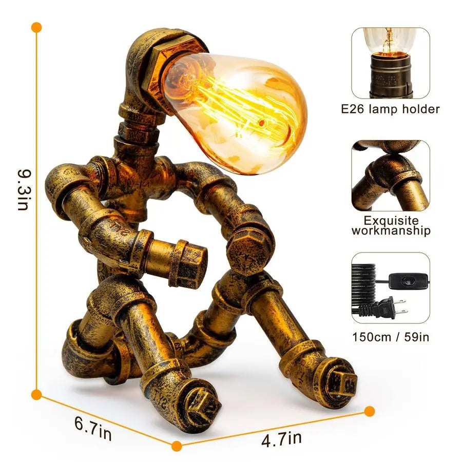 Steampunk Robot Table Lamp Vintage Industrial Desk Light