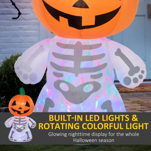 Halloween Inflatable Decoration Skeleton Ghost With Pumpkin Head Waterproof