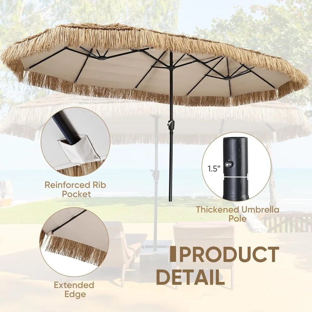 Tiki Patio Umbrella With Crank For Garden And Deck