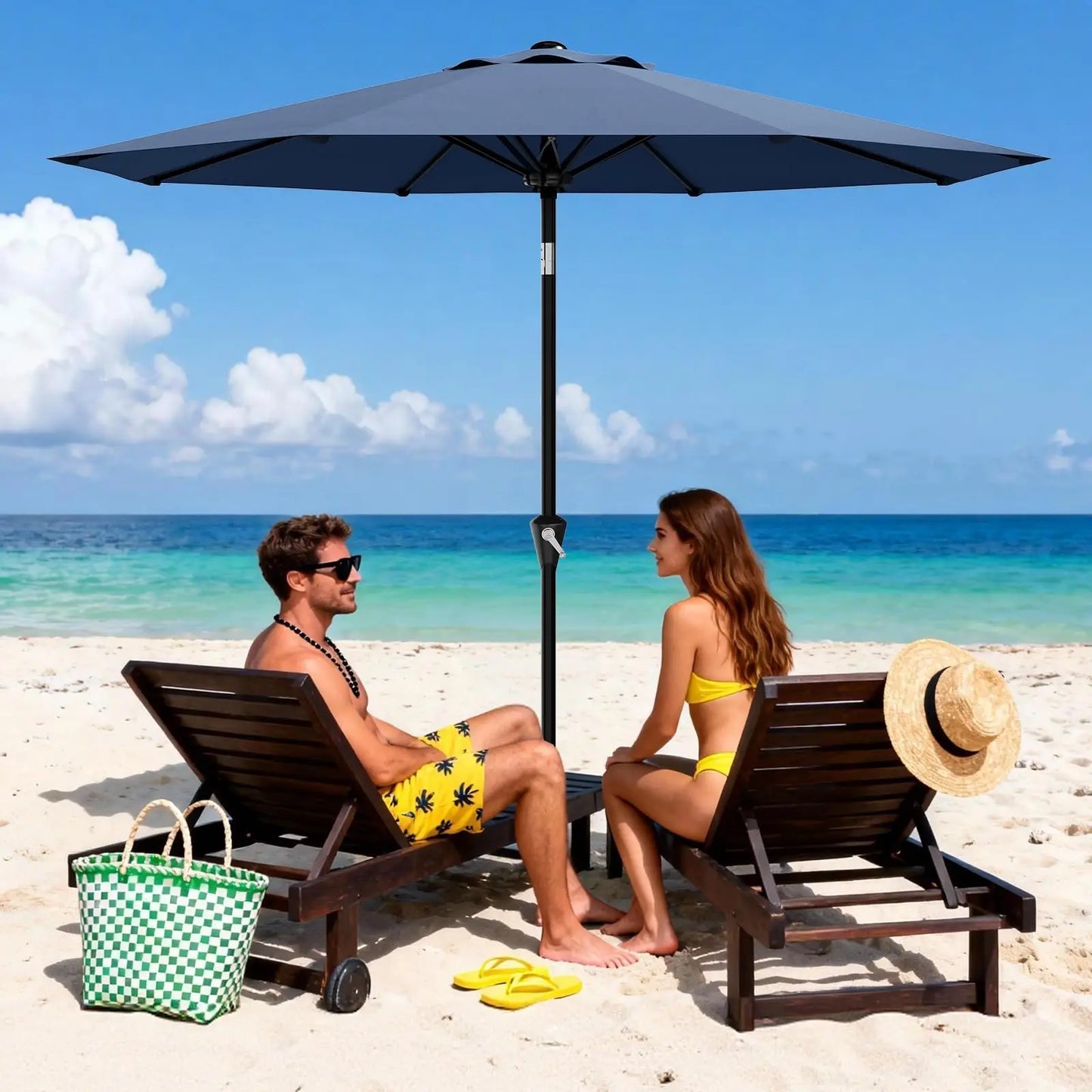 HiMISS Patio Umbrella With Crank Lift And Tilt