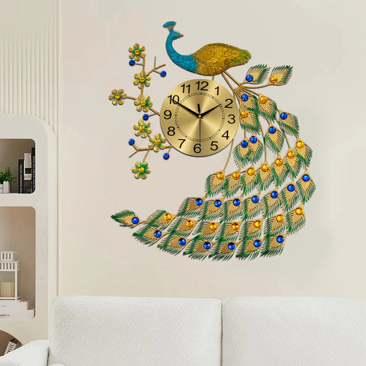 Noned Peacock Wall Clock Modern Acrylic Wall Decor