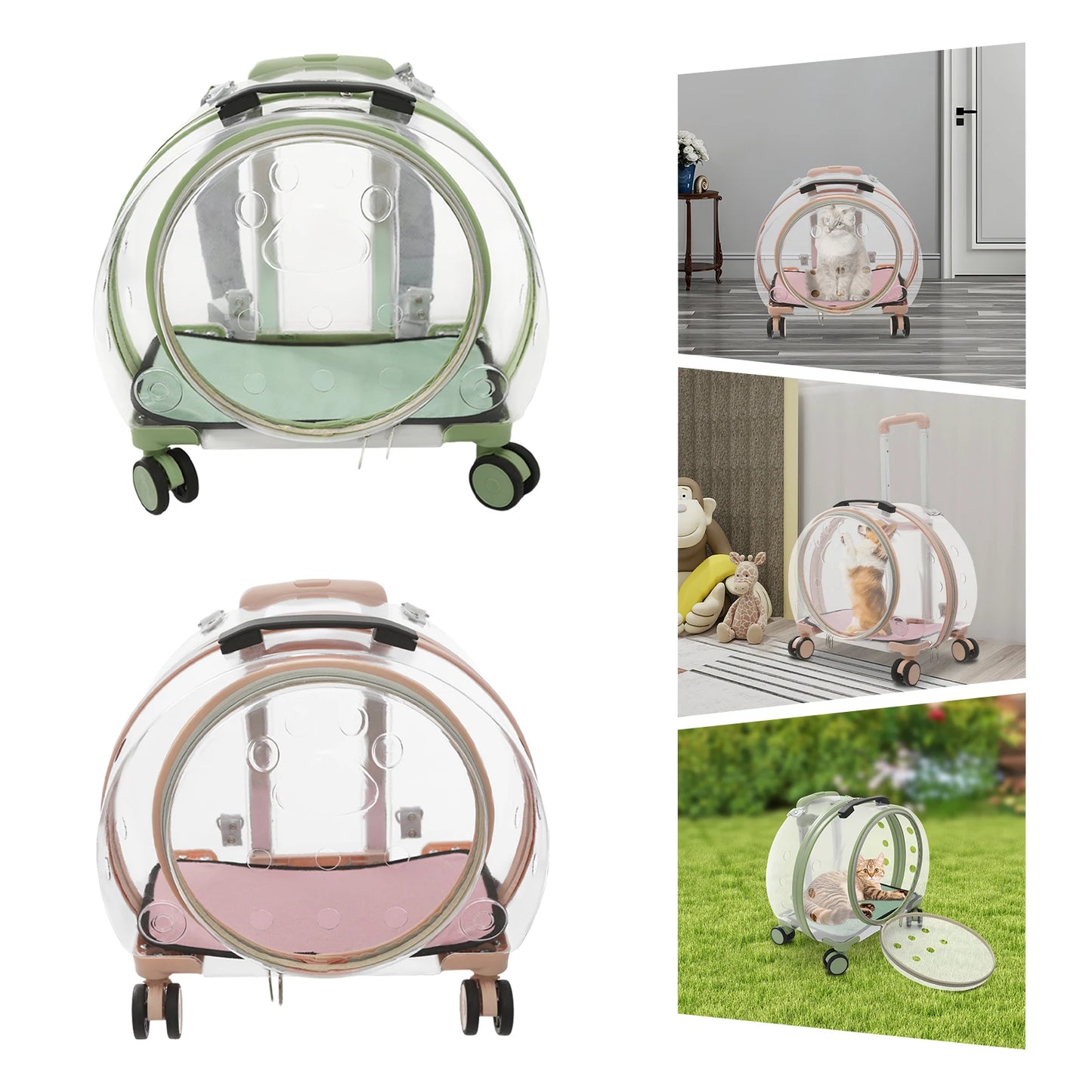 Breathable Cat Carrier With Rolling Wheels For Cats Lightweight