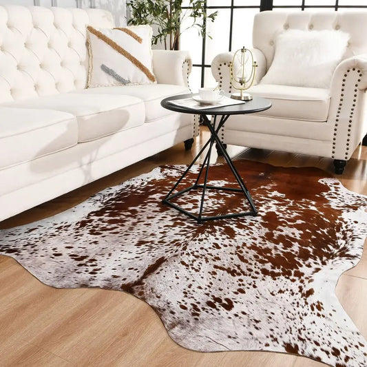 Faux Cowhide Rug With Cow Print Thickened Elastic For Home Decor