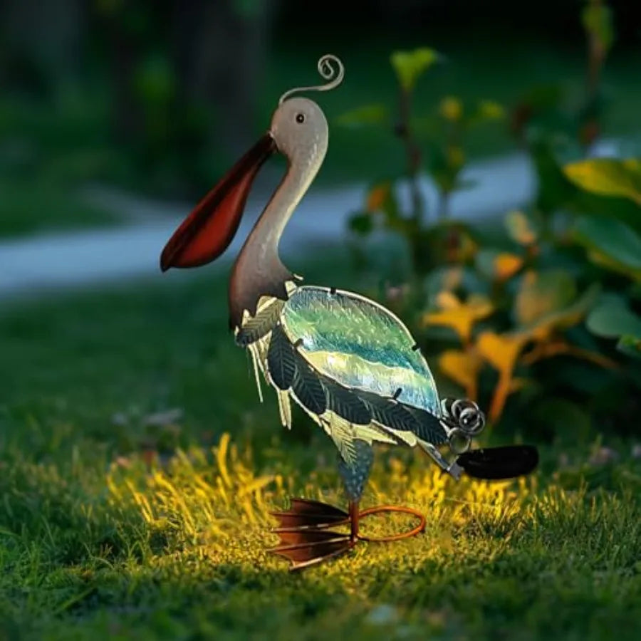 SHXI Solar Pelican Statue Garden Sculpture LED Outdoor Decor