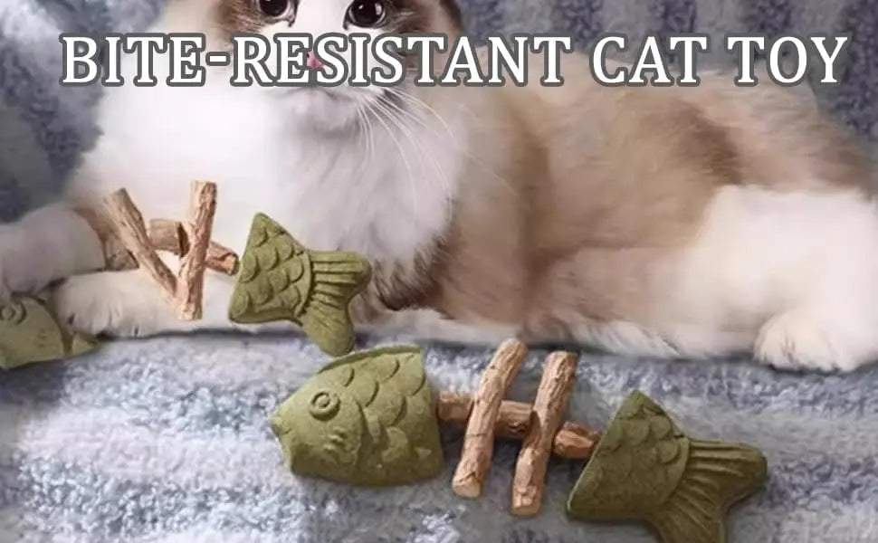 Dental Health Chew Toy For Cats Bite Resistant Fishbone Toy