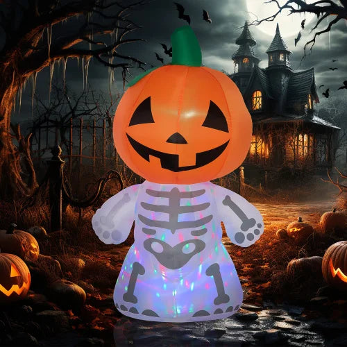 Halloween Inflatable Decoration Skeleton Ghost With Pumpkin Head Waterproof