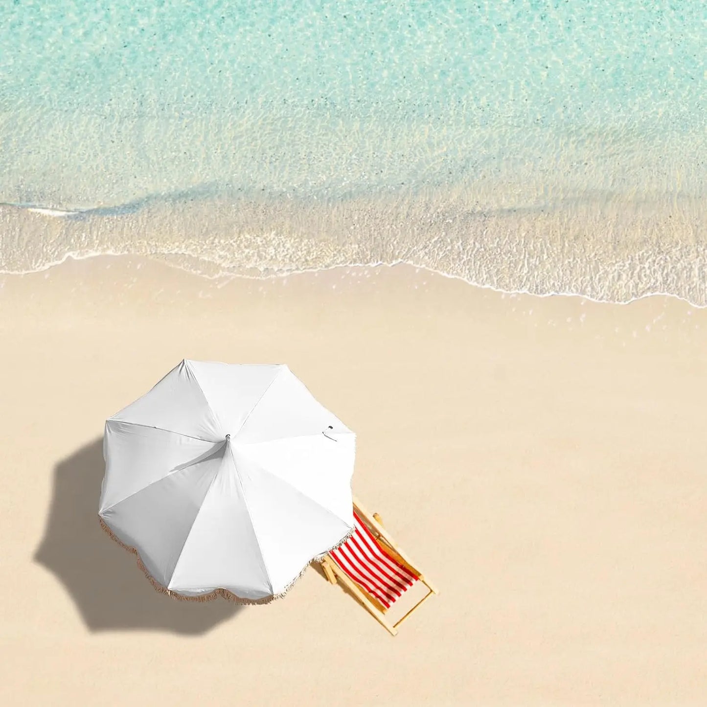 Pagoda Beach Umbrella With Fringe UPF 50 Plus Protection