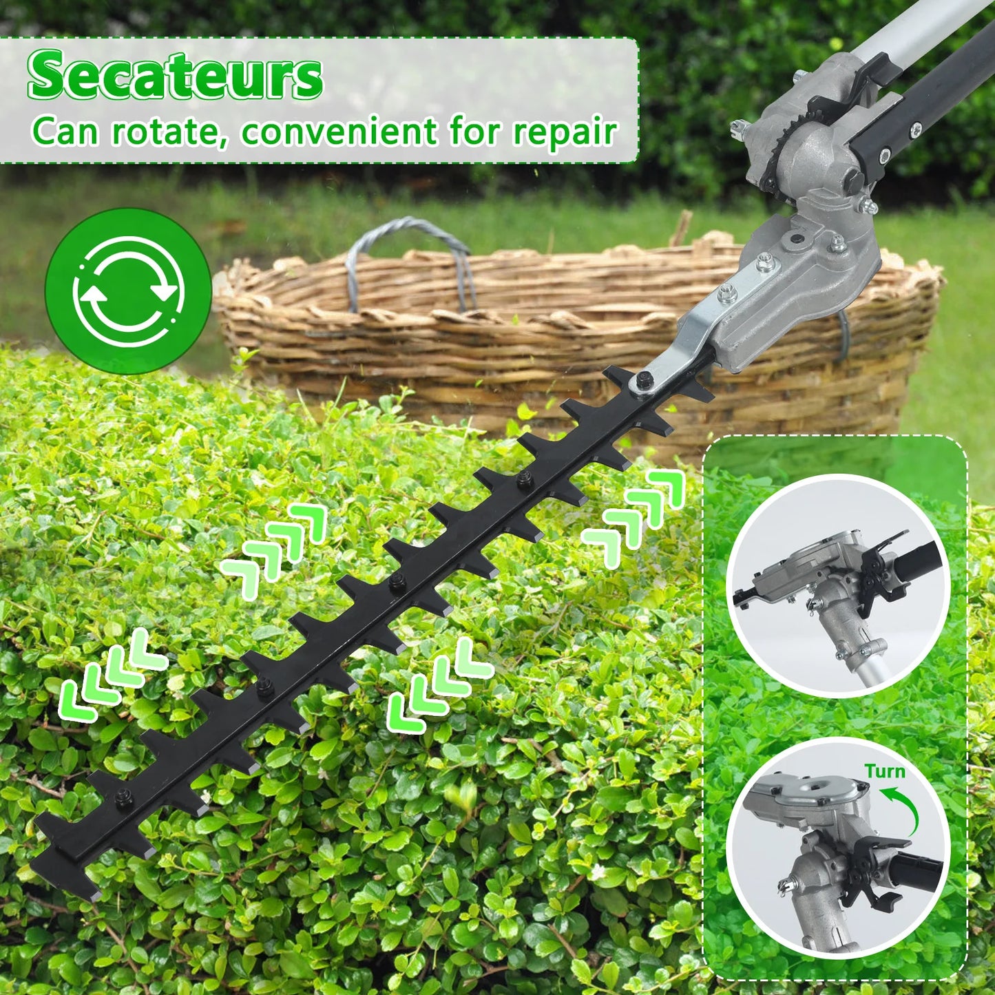 Gas Powered 8 in 1 Hedge Trimmer String Trimmer Cutter