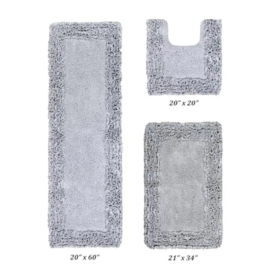 Shaggy Border Bathroom Set 3-Piece Non-Slip Rugs
