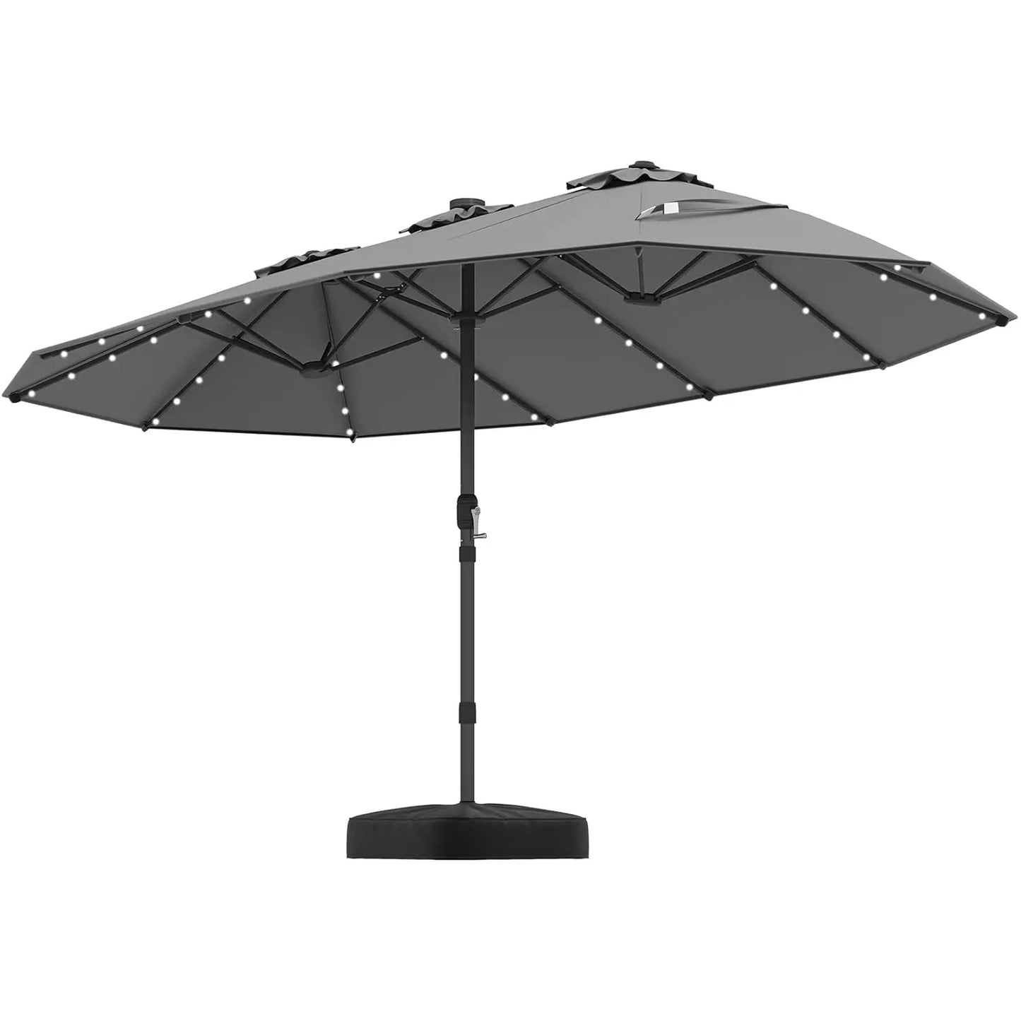 Double-Sided Solar Patio Umbrella With 48 LED Lights And Vented Top