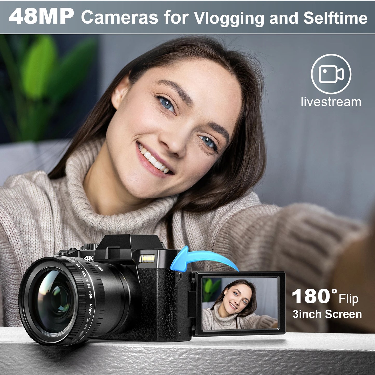 NBD 48MP Digital Camera With 4K Autofocus WiFi App Control