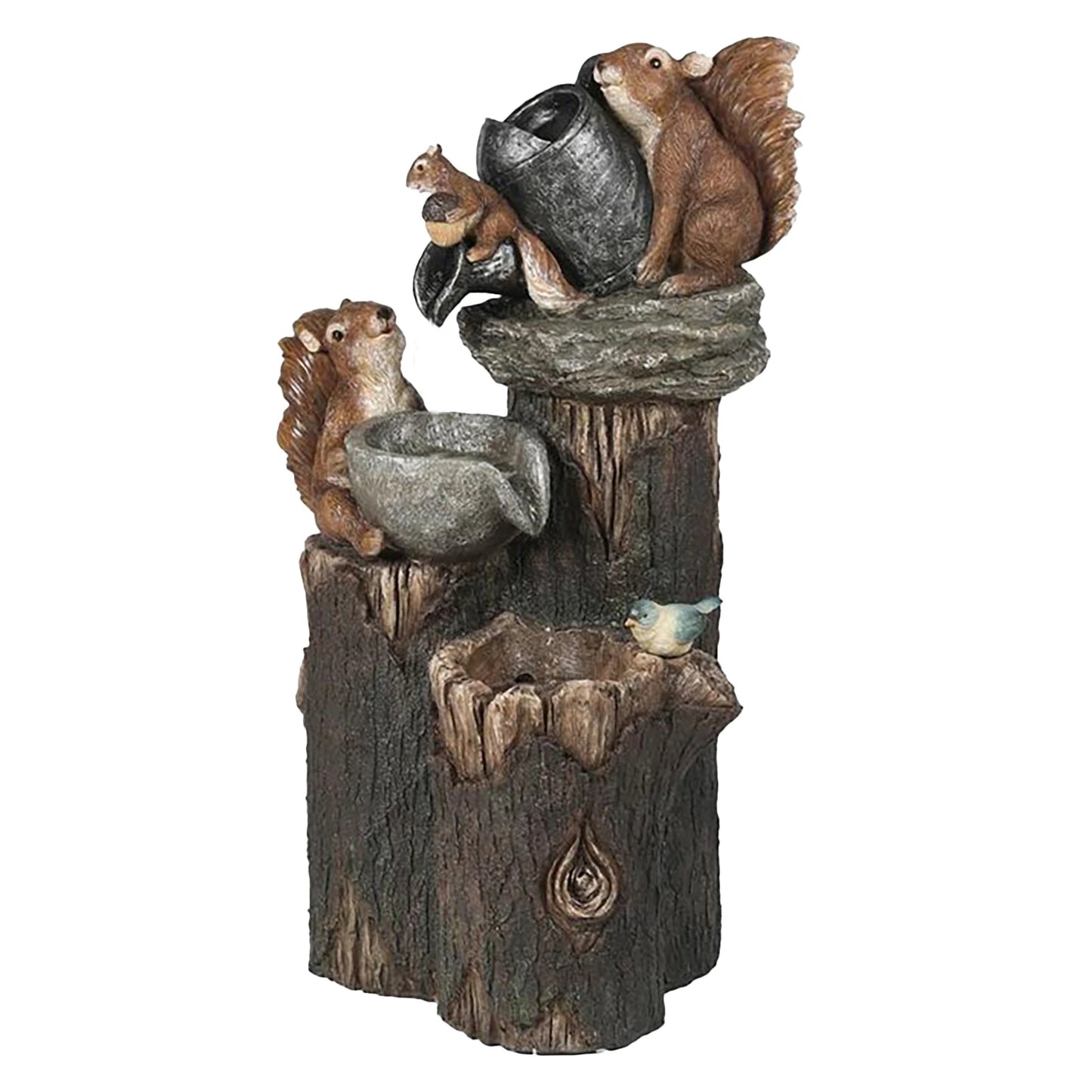 alloet Duck Squirrel Fountain Statue For Garden And Patio Decor