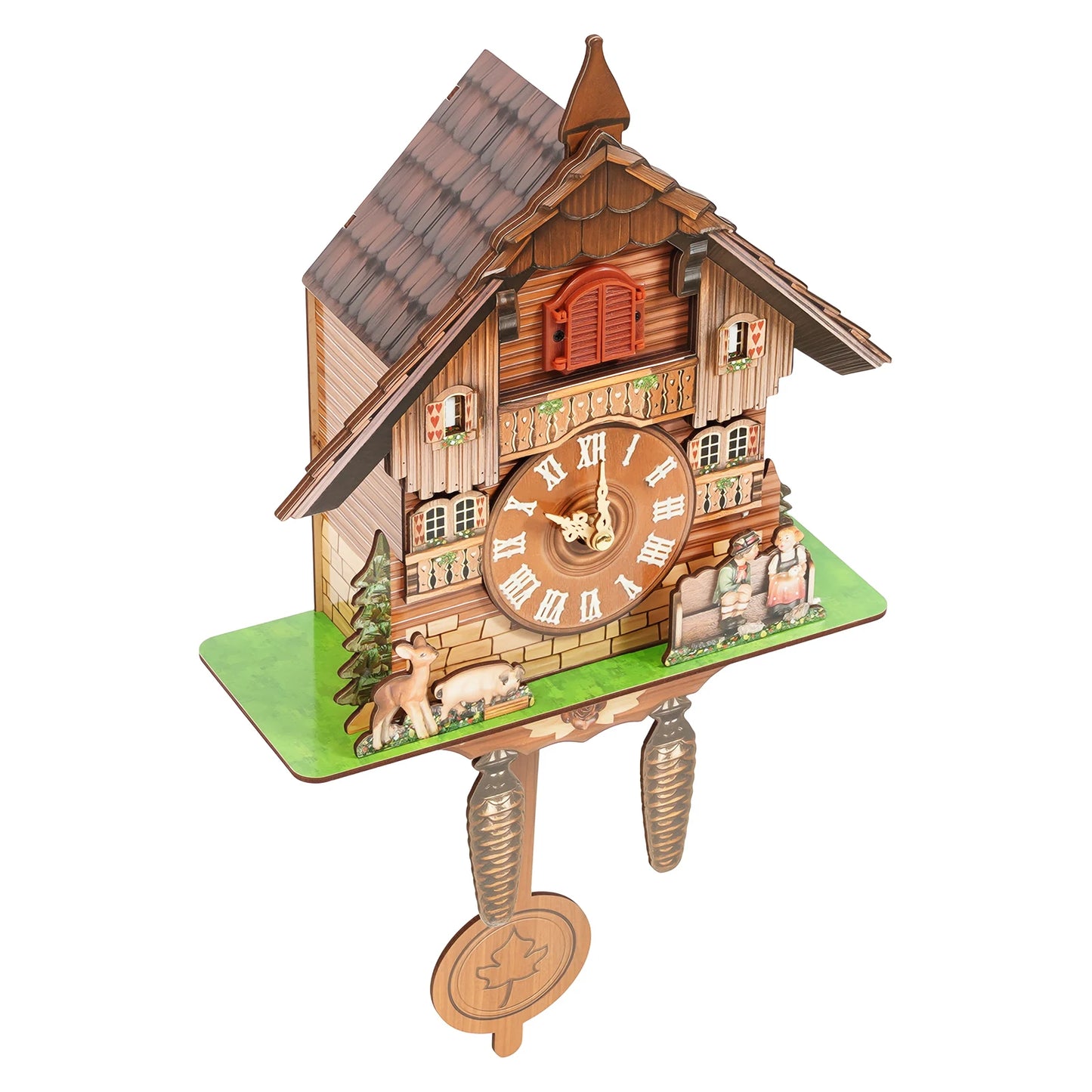 Wood Wall Cuckoo Clock With Chime And Time Scales Display