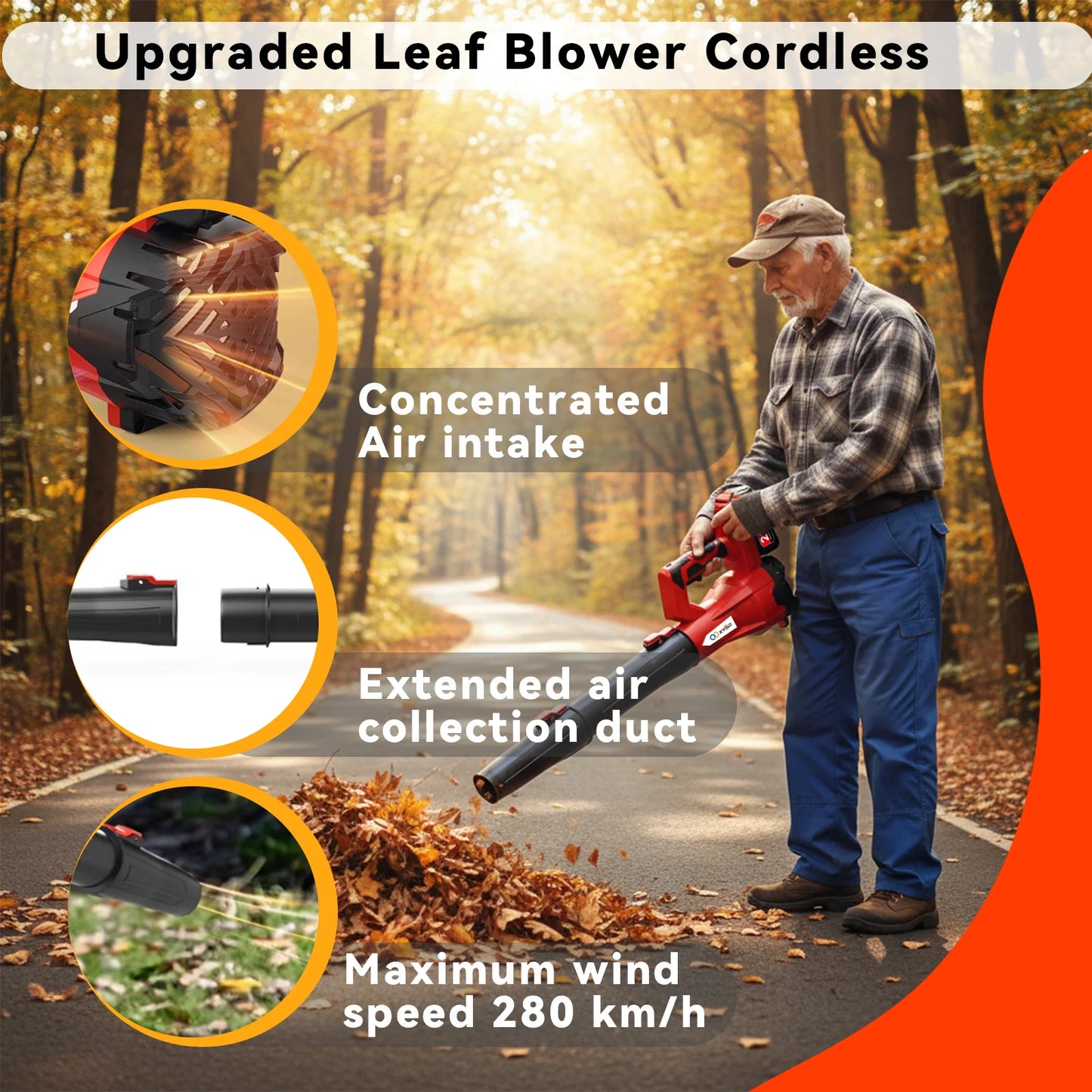 Cordless Leaf Blower 650 CFM 21V Battery Six Speeds