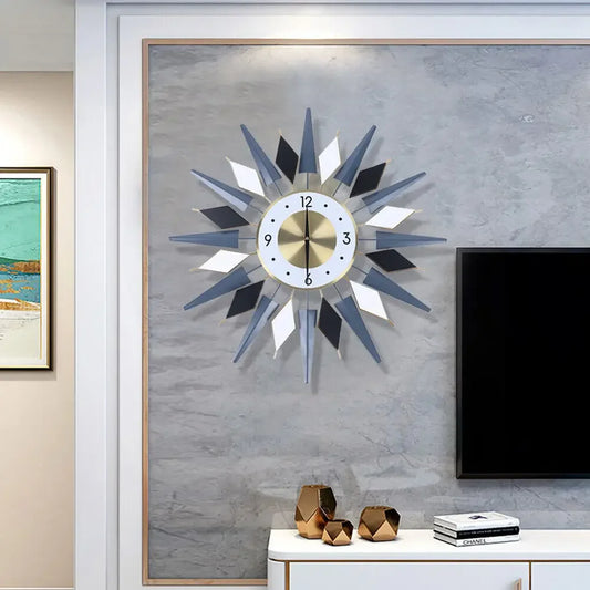 Modern Decorative Wall Clock Silent Non Ticking Retro Star Design
