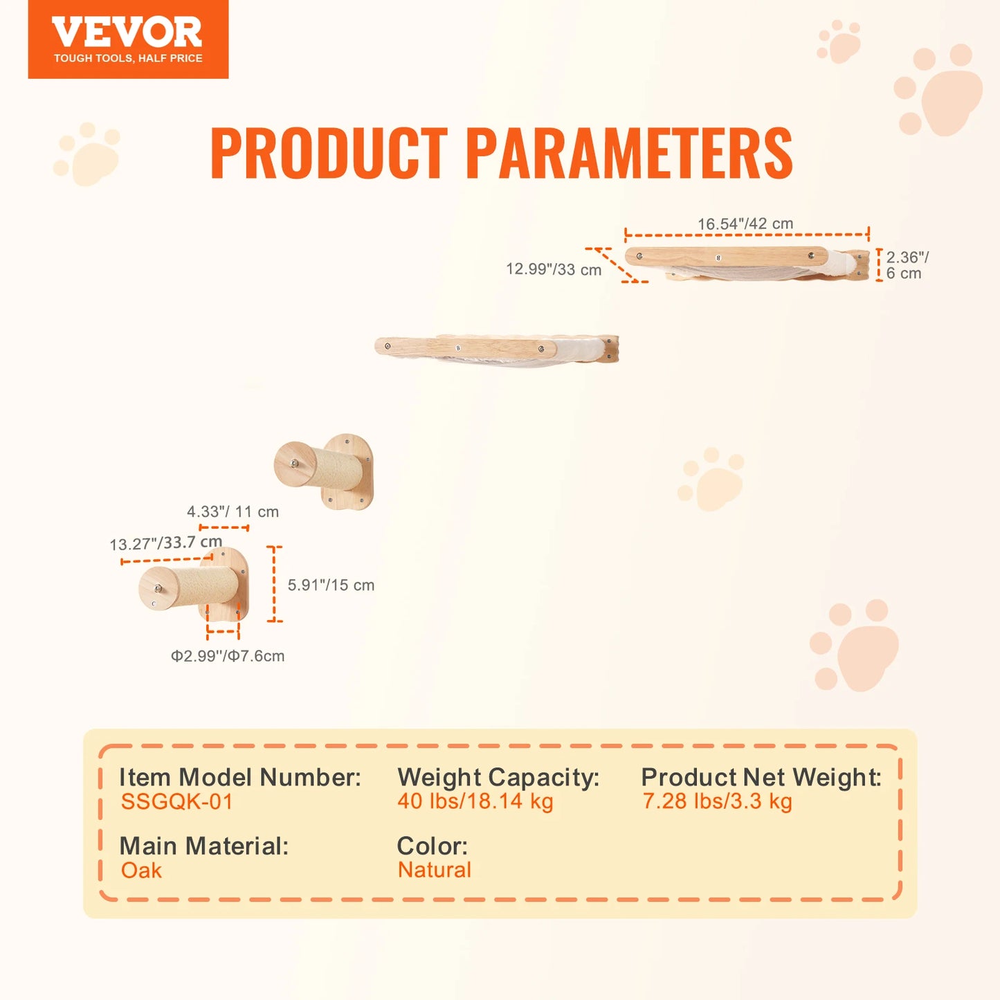 SucceBuy Wall Mounted Cat Shelves and Perches Cat Tree