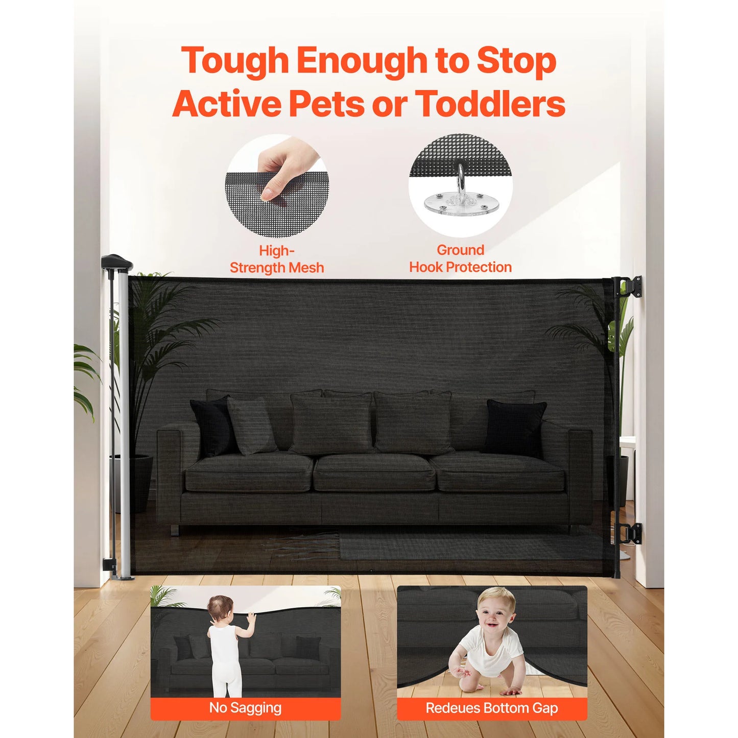 SucceBuy Retractable Baby Gate With Security Lock Walk Through