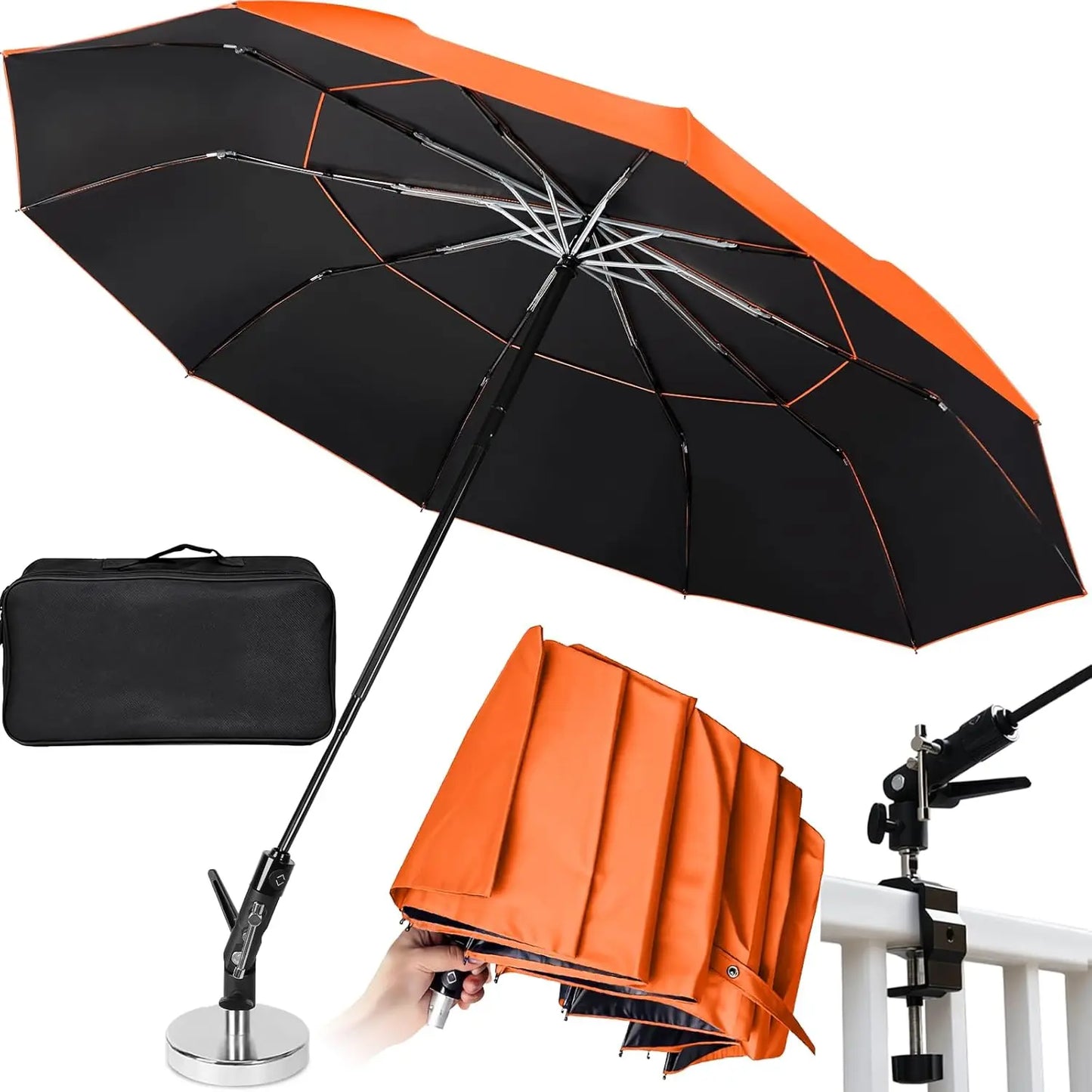Magnetic Folding Umbrella For Outdoor Work With 600lb Suction