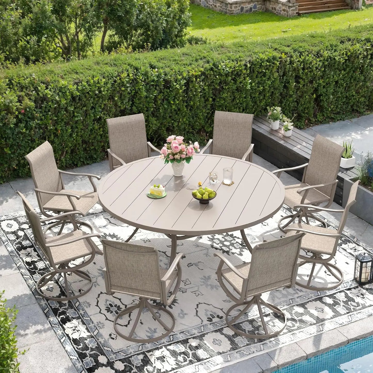 Patio Swivel Dining Chairs Set of 6 Textilene All Weather