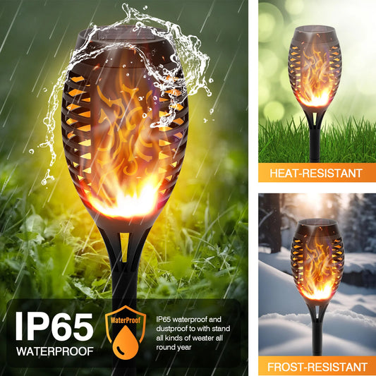 Solar Lights Outdoor 6 Pack Flickering Flame LED Waterproof