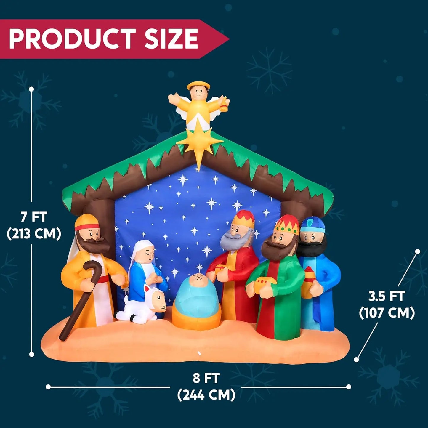 Joyfy Christmas Nativity Inflatable With LEDs For Yard Decor